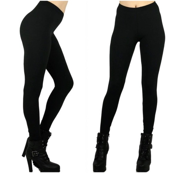 1 LEFT! Buttery Soft Solid Black Stretchy Women’s Lux Leggings - Picture 3 of 3